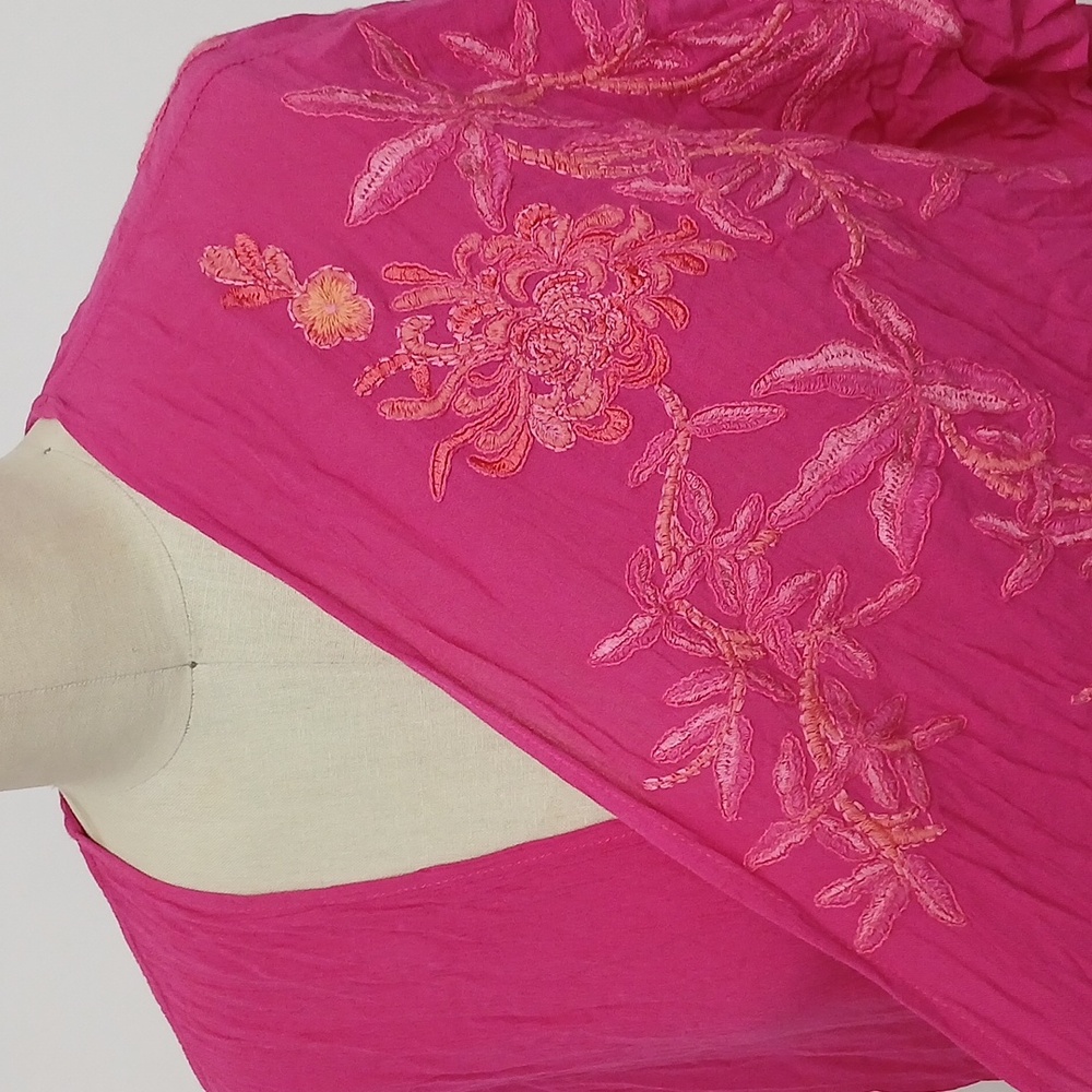 NWT Chico's Floral Embroidered Ruana Coverup wrap in Summer Berry / OS - Picture 5 of 9
